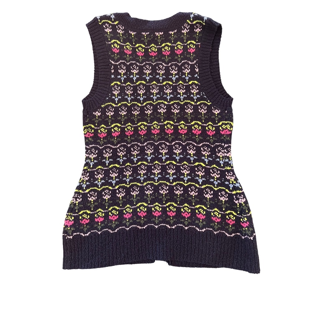 Maeve Anthropologie Floral Fair Isle Button Front Sweater Vest Sz M - Picture 4 of 4